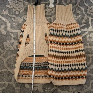 Beige Fair Isle Knit Dog Sweater - Cozy Winter Pet Pullover